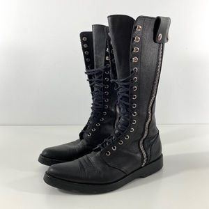 YOHJI YAMAMOTO Leather Double Zipper Combat Boots
